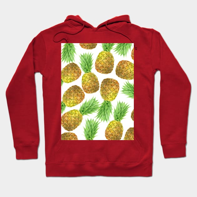 Pineapple watercolor pattern Hoodie by katerinamk